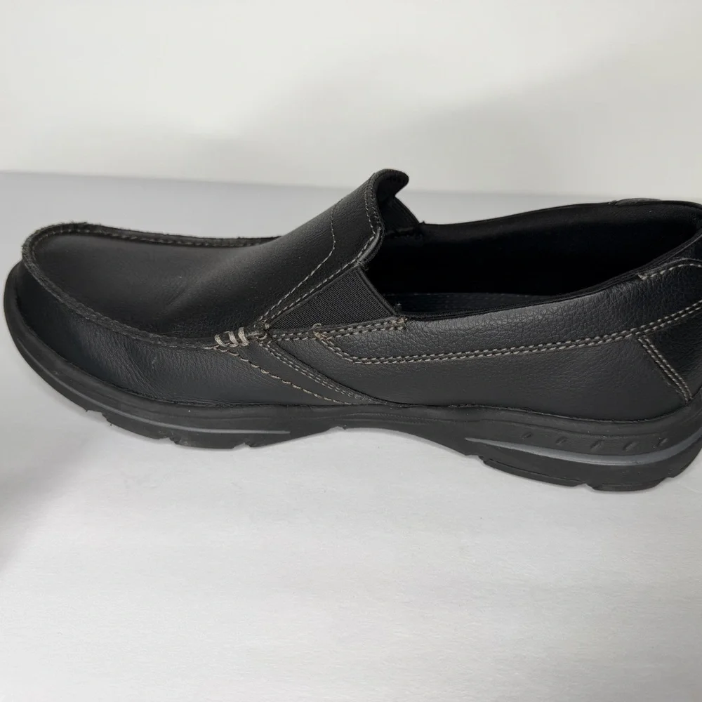 Skechers Shoes Mens 8.5 Black Relaxed Fit Harper Forde Loafer Leather